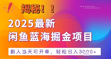 2025最新闲鱼蓝海掘金项目，新人当天可开单，轻松日入多张+的保姆级教程-新一轻创