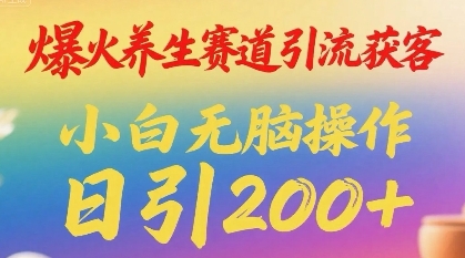 爆火养生赛道引流获客，小白无脑操作，日引200+-新一轻创