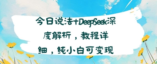 今日说法+DeepSeek深度解析，教程详细，纯小白可变现-新一轻创