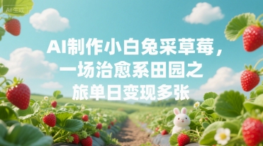 AI制作小白兔采草莓，一场治愈系田园之旅单日变现多张-新一轻创