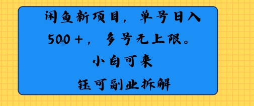 闲鱼玩法单号日收入5张+ 多号无上限 操作简单几乎零门槛-新一轻创