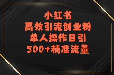 小红书高效引流创业粉，单人操作日引500+精准流量-新一轻创
