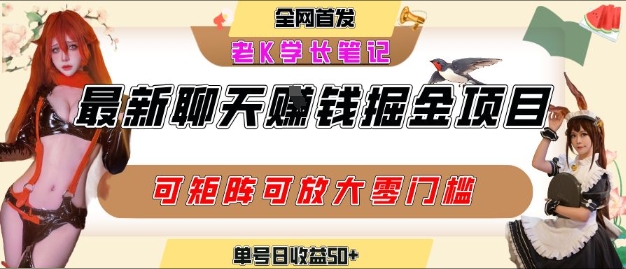 聊天掘金项目，可矩阵起号，适合工作室，个人宝妈，单号日收益50+，零门槛，小白也能轻松上手-新一轻创