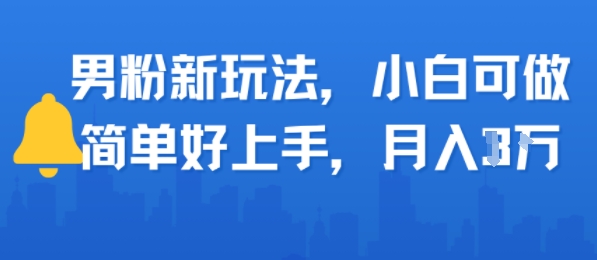 男粉新玩法，小白可做，简单好上手，月入1w-新一轻创