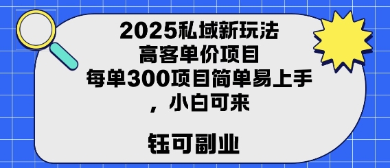 2025私域新玩法高客单价，每单3张操作简单，小白可轻松上手-新一轻创