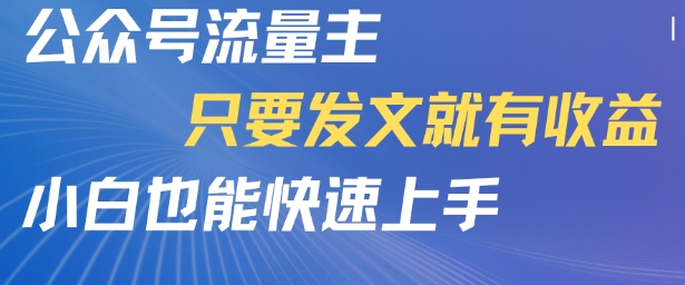 公众号流量主，只要发文就有收益，小白也能快速上手-新一轻创