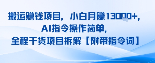 搬运挣钱项目，AI指令操作简单，小白月入1W+，全程干货项目拆解-新一轻创