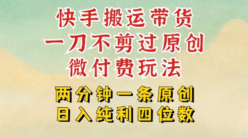 快手黑科技搬运带货，一刀不剪过原创，微付费投流玩法，轻松日入四位数，深层揭秘玩法-新一轻创